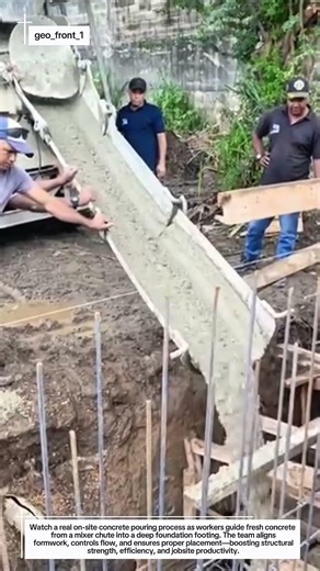 Precision Concrete Pouring Into Deep Footing | Real Construction Work On Site