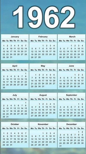 1962 Calendar