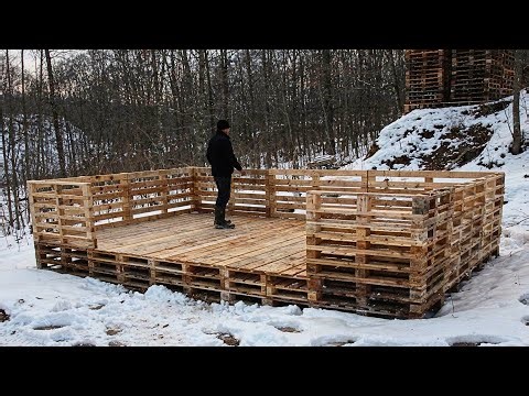 From ABANDONED PALLETS to a SNOW CABIN in the Forest | by @lesnoy