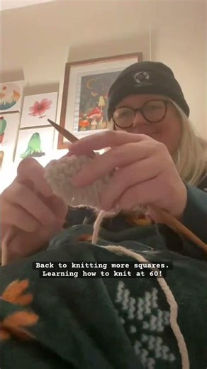 Learning how to knit at 60! Still knitting squares! #knitting #knitflix