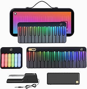 Smart Piano Keyboard,59-Key Digital Piano for Beginners,Rainbow LED Lights&Free Apps,256 Voices,100+ Auto Chords,MIDI Support,Portable Piano Keyboard,Gift for Birthdays or Holidays