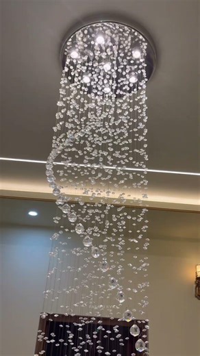 Crystal Glass Chandelier Yellow LED Light Ceiling