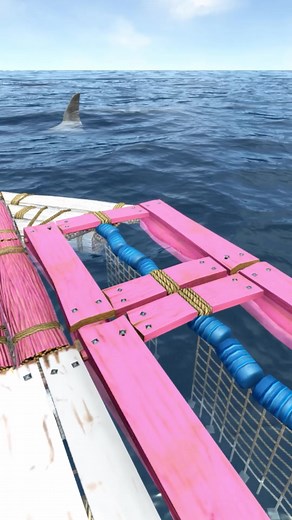 Unexpected Encounter: Shark Steals Pink Raft in Raft Survival Game