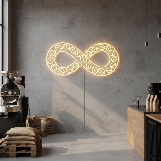 Infinity Coffee Bean Neon Sign LED Wall Light for Cafe Kitchen Decor - Etsy