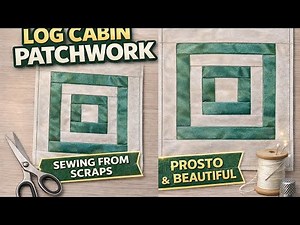 Easy Log Cabin Patchwork / Sewing from Fabric Scraps / Full Process