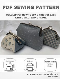 PDF Sewing Pattern / Pattern of a Handbag With Clasp / 3 Patterns for 2 Frame Sizes / Bag Pattern File for Download /kiss Lock Purse - Etsy