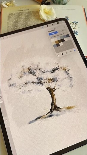 Let’s draw a winter tree with four seasons brushes ❄️ #procreate