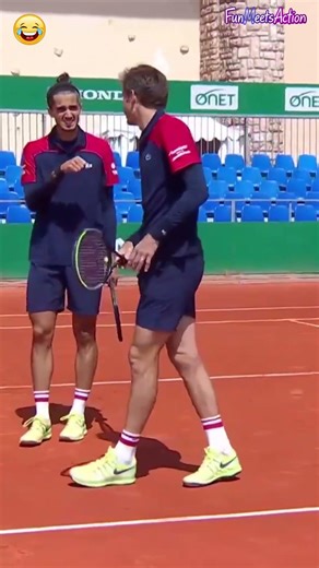 Missed the Smash… Bro Hug Instead! 😂🎾 #epicfail #bromance #tennis #tennisplayers