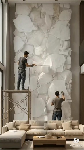 DIY Luxury Stone Wall: Amazing Foam to Rock Transformation! 😱 #shorts #satisfying
