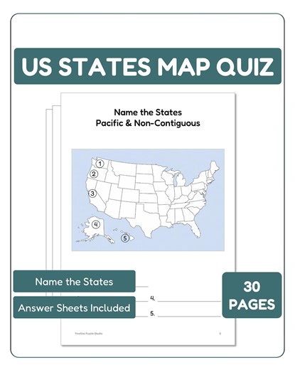 US States Map Quiz Worksheets | USA Geography Activity | Printable Homeschool Classroom Resource | A4 & Us Letter PDF - Etsy UK