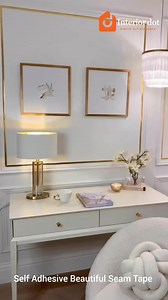 1.1K views · 880 reactions | Tiles II Wall Golden Seam Tape Materials :PET Thickness :70 micron Width:5mm or 1cm Length: 166 Fit Application : Marble, painted walls, tile walls, glass, metal, smooth wall formwork, plastic surface #interiordot ll #selfsticker ll #border ll #golden_tap | Interior Dot | Facebook