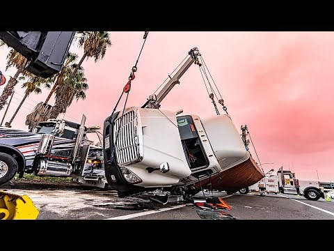 Container rollover on 710 freeway - rotator recovery