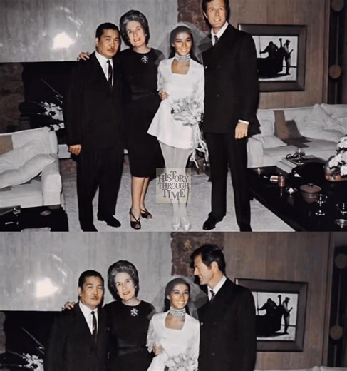 "On a sunny afternoon in 1967, television actor Robert Culp wed French-Vietnamese actress France Nuyen in an intimate ceremony at the Beverly Hills home of famed producer Sheldon Leonard. The couple, both celebrated for their roles in television and film—Culp known best for his groundbreaking role in 'I Spy' (1965–1968) and Nuyen for her performance in 'South Pacific' (1958)—were joined by a small circle of industry friends and family. Their wedding, which blended Hollywood glamour with quiet so
