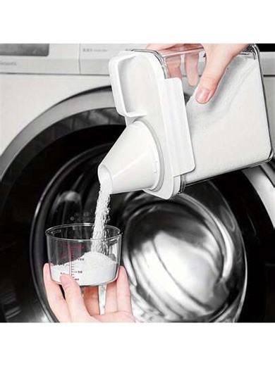 1pc, 1100ml/1800ml/2300ml Laundry Detergent Dispenser With Measuring Cup, Airtight Transparent Storage Container, Moisture-Proof And Dust-Proof Design, Multipurpose Storage Jar For Household Items, Practical Home Organization Tool | SHEIN