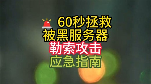 🚨 60秒拯救被黑服务器！勒索攻击应急指南