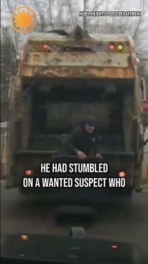 Dash cam video shows sanitation worker finding wanted suspect who fled police #shorts