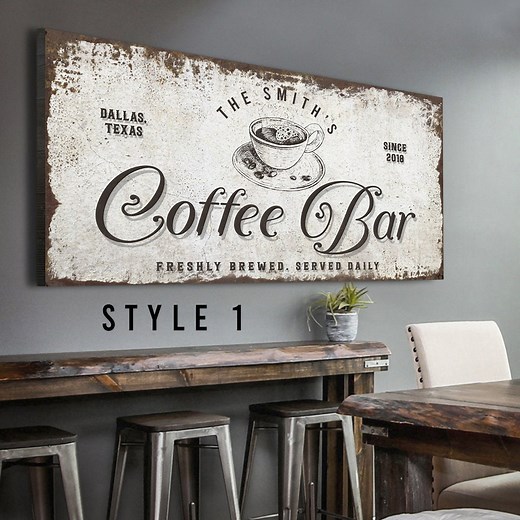 Coffee Bar Sign | Personalized Coffee Bar Sign | Coffee Signs for Kitchen Wall Art | Custom Coffee Bar Ideas Canvas | Coffee Bar Wall Decor - Etsy