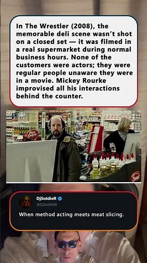 The Wrestler (2008), the memorable deli scene wasn’t shot on a closed set