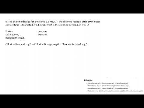 Chlorine dose, demand and residual math questions walk through/Drinking water math