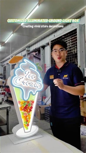 Customized illuminated ground light box!Creating vivid store decorations😲#lightbox #signage