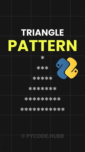 Full Stack Web Dev👨‍💻 USA 🇺🇸 on Instagram: "Step by step how to create a triangle pattern using Python ✔️ Follow for more 💡🌐🚀 @web_code_wizard @web_code_wizard New Handwritten Notes📝 uploaded on Telegram (🔗Link in Bio) . . . Credits pycode_hubb . . #python #python3ofcode #programmers #coder #programming #developerlife #programming language #womenwhocode #codinggirl #entrepreneurial #softwareengineer #100daysofcode #developer #coding #software #programminglife #codinglife #code"