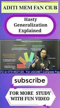 Hasty Generalization Explained | UGC NET Paper 1 by Aditi Mam #aditimam #ugcnet #aditimamfanclub