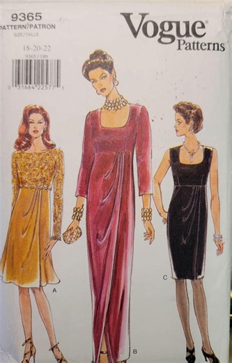 Vintage Vogue 9365 Sewing Pattern – Evening Dress Gown, 1990s, Sizes 18-20-22 UNCUT - Etsy UK