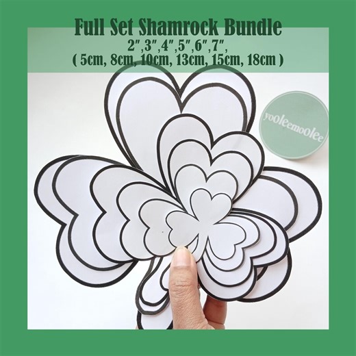 Full Set Shamrock Template PDF 2–7" (5–18 Cm) Printable Clover Sewing Pattern DIY Banner Garland St. Patrick’s Day Decor - Etsy