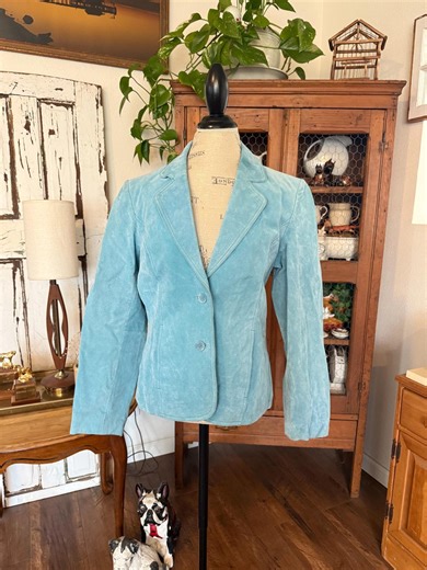Vintage Blue Suede Leather Jacket by Che-bella, Robin Egg Blue, Women’s XL, Vintage Funky Fashion for Spring - Etsy
