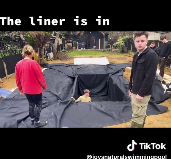 Installing the Liner in Our Natural Swimming Pond
