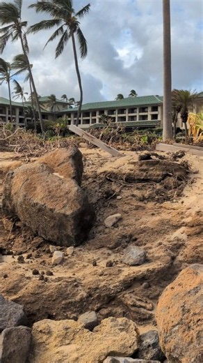Shipwreck Beach Damage infronr of Hyatt. 12 days after Hurricane
