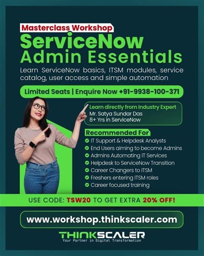 ServiceNow Admin training course for beginners covering ITSM, Service Catalog, and automation basics