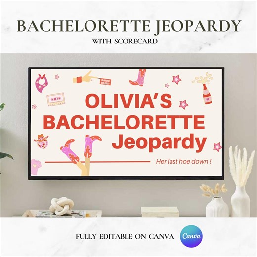 Bachelorette Jeopardy Game Template | Western Theme Jeopardy Powerpoint Game Template | Cowgirl Bachelorette Party Game | Editable in Canva - Etsy Australia