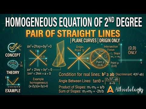 Homogeneous Equation of 2nd degree in two variables | Pair of straight line | Plane Curves