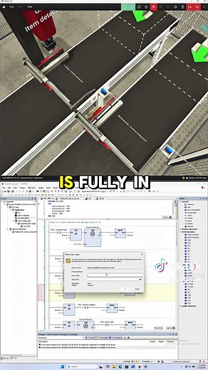 PLC programming an assembly station in the simulator today. This is a super common use case you will see in the real world this could be putting a cap on a Coca Cola bottle pickle jar this kind of motion is in many factories. So the way I have this setup is two conveyors one having the base part the other the lid. We have a 2 degree of freedom arm that pneumatically picks the lid and places it in the base. These parts are clamped in place to ensure alignment and then pneumatically lifted in the