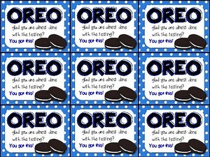 Oreo Testing Motivation Treat Tags (Oreo glad you are almost done with testing)