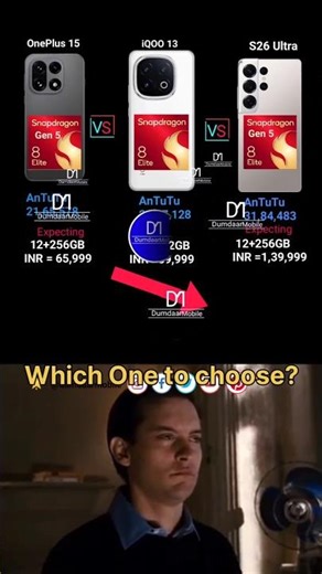 OnePlus 15 Vs iQOO 13 Vs Samsung S26 Ultra Performance Specs Compare