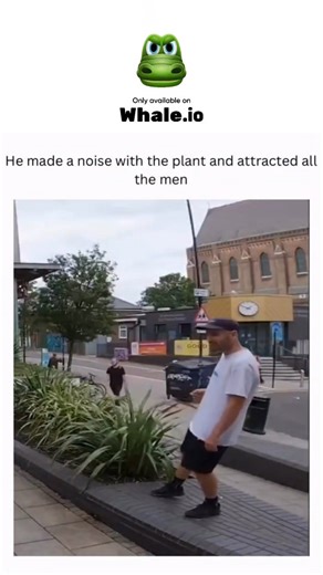 Unviversal Clips on Instagram: "The video shows a man in a public plaza using a long grass blade from a plant to make a loud whistling sound by placing it between his thumbs and blowing. The noise draws curious men from the area, who gather, laugh, and try it themselves, turning it into a fun, impromptu group activity. It's like creating a natural whistle, surprising passersby"