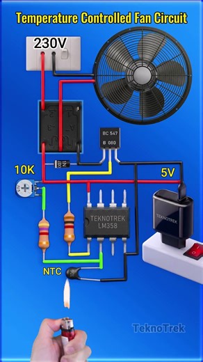 🌡️ Automatic Temperature Controlled Fan Using NTC Thermistor | LM358 + 230V Fan