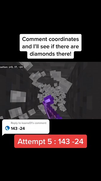 @kaane01 Attempt 5 : 143 -24 . WE NEED DIAMONDS PEOPLE!!! #fyp #foryou #minecraft #mcdiamondhunt