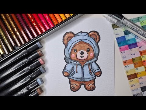 How To Draw And Color a Cute Bear|Step by Step