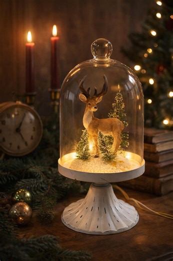 Vintage Deer Cloche Display 1970s Glass Dome Christmas Decor Lighted Try Me 10 Inch - Etsy