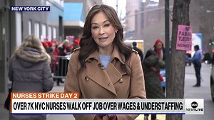 3.9K views · 71 reactions | It's day two of a nurses strike in New York City, with over 7,000 nurses walking off the job over wages and understaffing. ABC News' Eva Pilgrim has the latest. | ABC News Live | Facebook