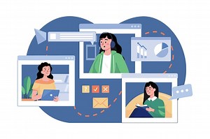 Premium Vector | People taking knowledge by video call