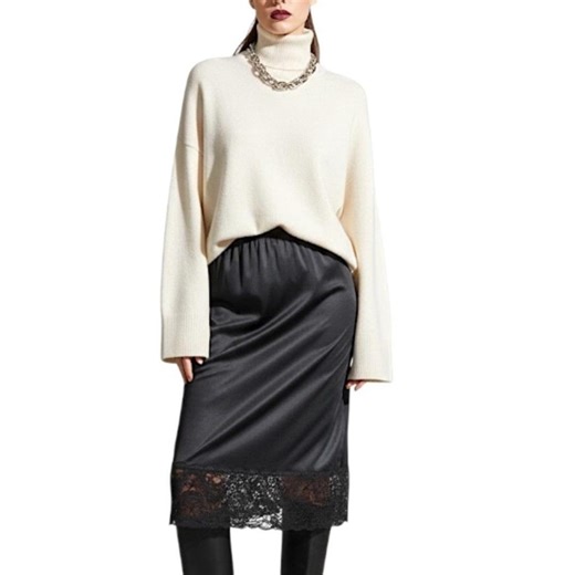 Vintage 80s Pure Nylon Silky Satiny Black Lace Hem Slip Skirt Half Slip M - Etsy