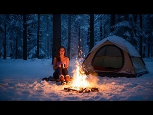 Girl Solo Winter Camping Adventure ❄️ Hot Sauna + Ice Cold Plunge 🔥”