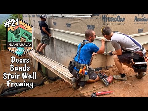 Building the Nantahala Retreat #21 | French door install and stair wall framing