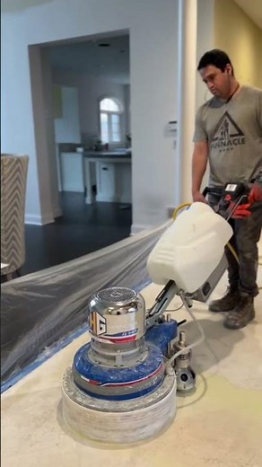 Travertine tile restoration: cut grout, epoxy grout, crack repair, fill holes, grind, polish, seal.