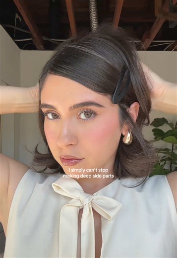 Replying to @A Literal Mess deep side parts >> using @Emi Jay angel hold styling cream & mini boar bristle brush🪽 #sideparthairstyles #shorthairstyles #deepsidepart #easyhair #bobhairstyle