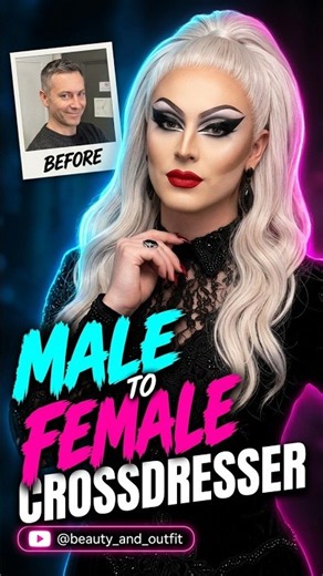 Male to Female #Transformation 🖤 Elegant Gothic #Crossdresser Makeover